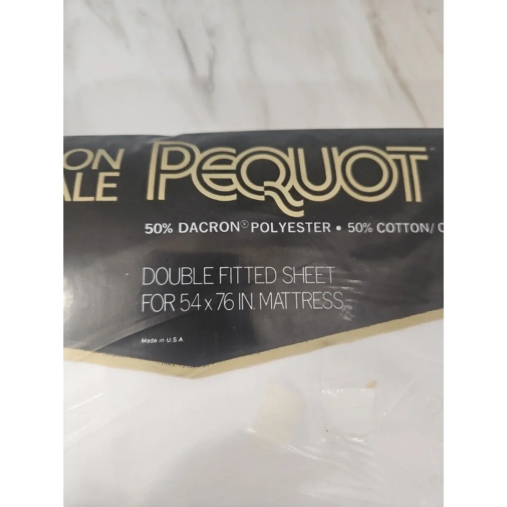 Vintage Pequot Double Fitted Sheet White 54 X 76 Made In USA